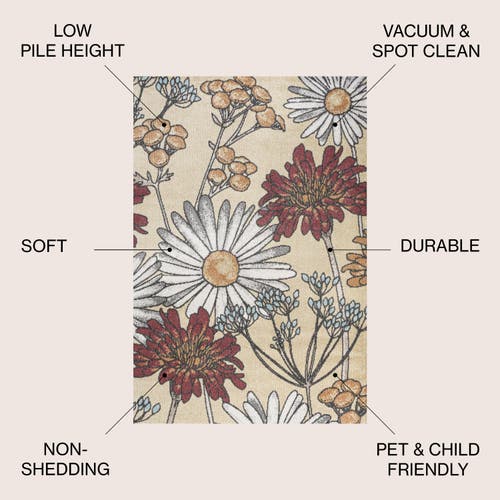Jonathan Y Giglio Modern Botanical Flower Area Rug In Yellow/ivory/red