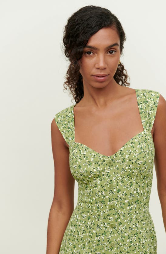 Reformation Green Lorelei Floral Print Mini Dress | ModeSens