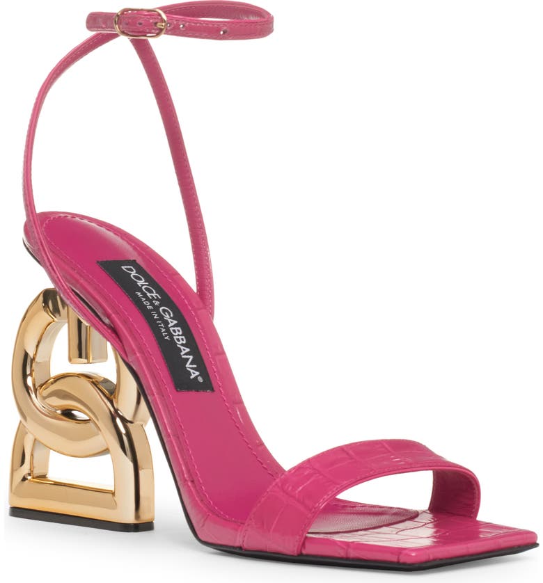 Dolce&Gabbana Vernice Logo Heel Ankle Strap Sandal (Women) | Nordstrom