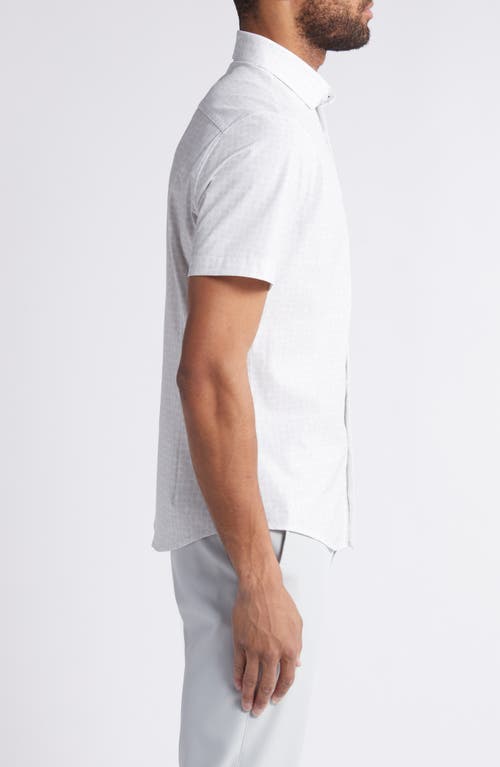 Mizzen + Main Mizzen+main Leeward Geo Print Short Sleeve Performance Button-up Shirt In Aluminum Gradient