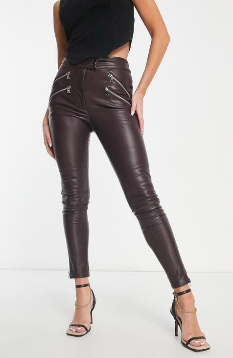 RQYYD Faux Leather Leggings Pants for Women Casual High Waisted