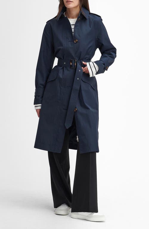 Shop Barbour Camilla Waterproof Trench Coat In Dark Navy/classic Tartan