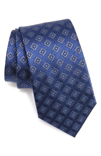 Duchamp Medallion Silk Tie In Navy