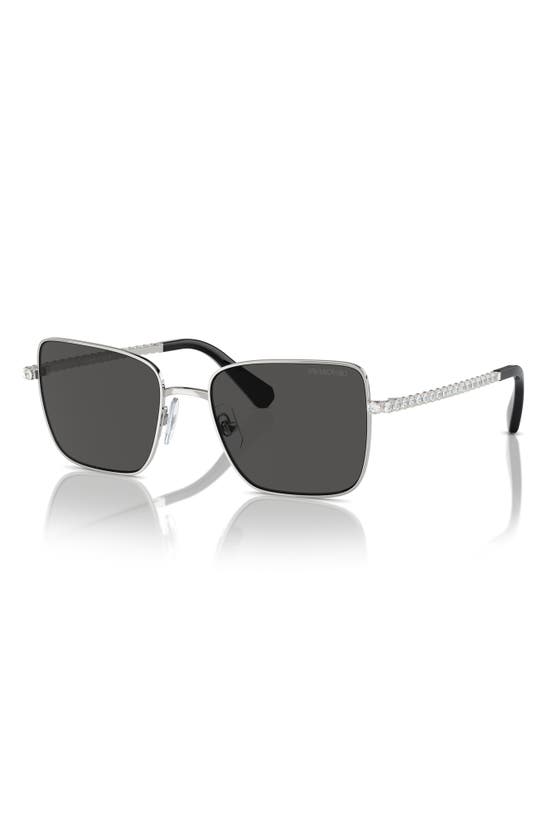 Shop Swarovski 53mm Matric Crystal Square Sunglasses In Silver