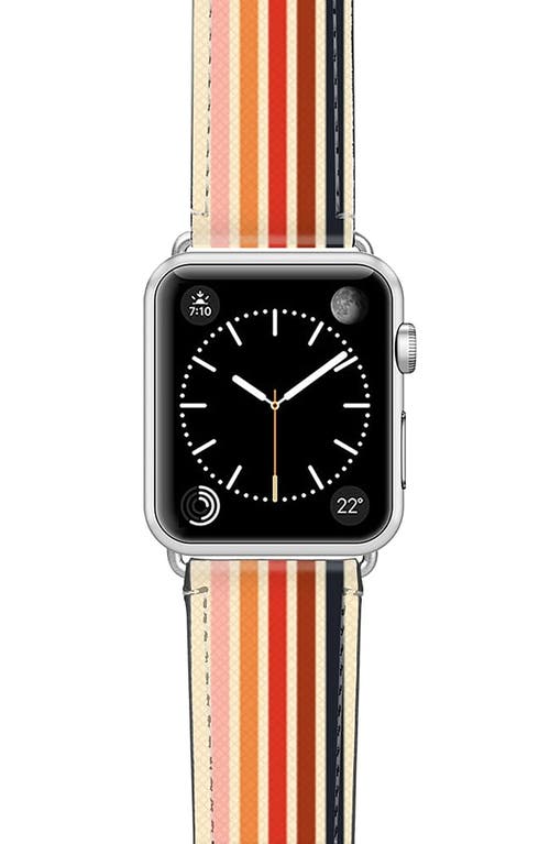 CASETiFY Retro Saffiano Faux Leather Apple Watch Band in Silver