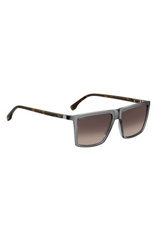 Shop Hugo Boss 56mm Flat Top Sunglasses In Grey/ Havana/ Dark Ruthenium