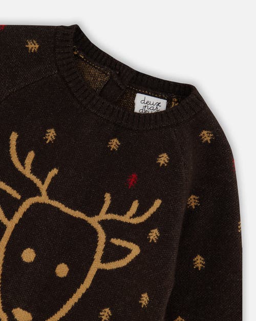DEUX PAR DEUX DEUX PAR DEUX BABY BOY'S KNITTED JUMPSUIT WITH INTARSIA REINDEER