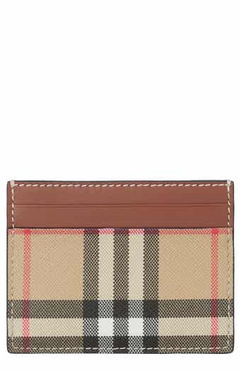 Burberry Checked E-Canvas and Leather Cardholder Brown