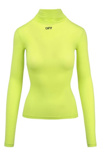 Off-white Off Stamp Sec Skin Long Sleeve Turtleneck Sweater In Green
