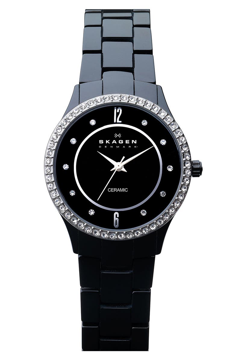 Skagen 'Katja' Medium Crystal Bezel Ceramic Watch, 30mm | Nordstrom