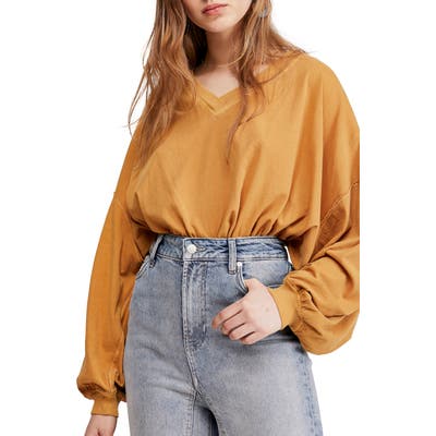 Free People Blouson Sleeve Tee, Metallic