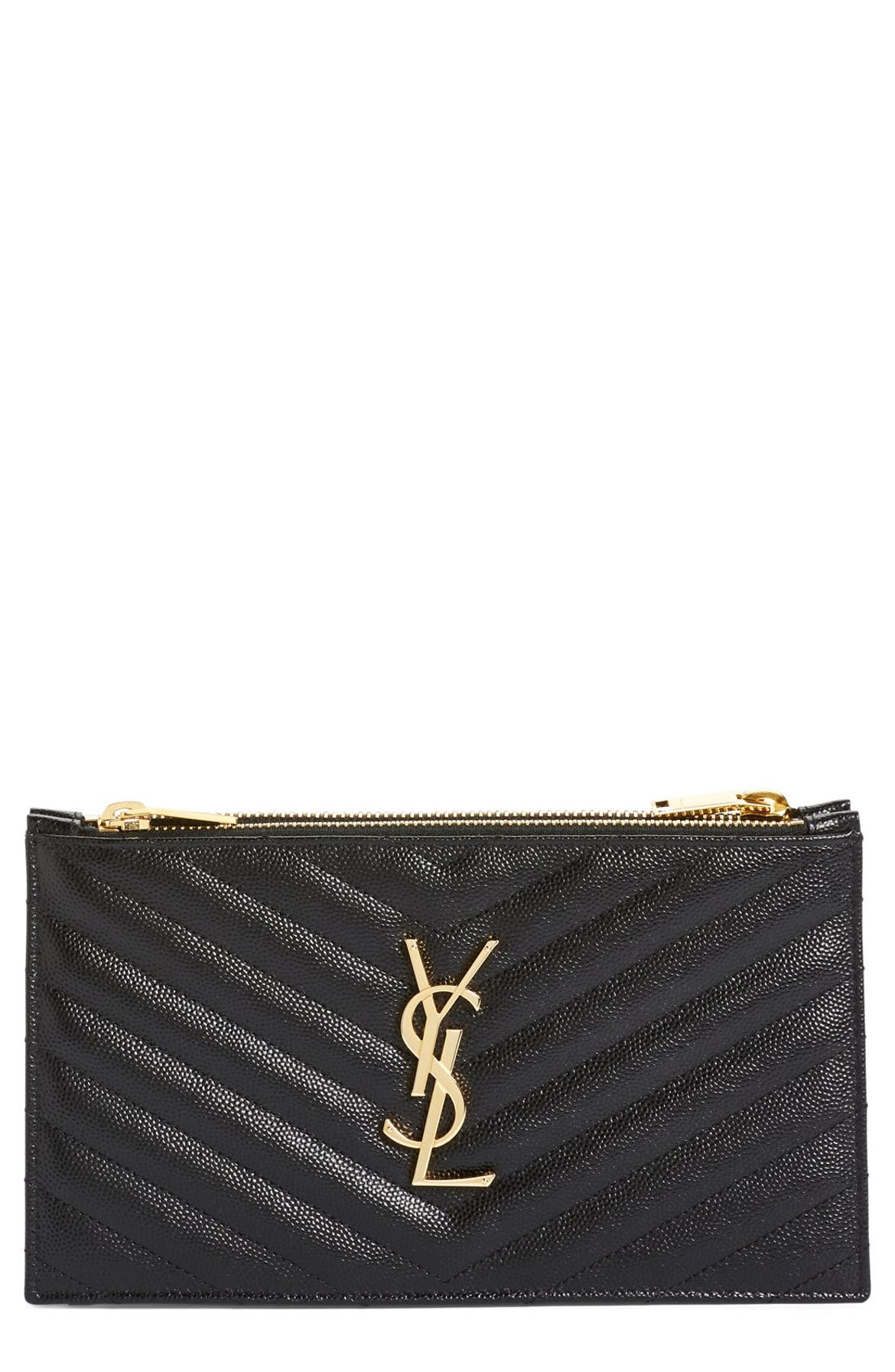 Saint Laurent 'Monogram' Double Zip Quilted Leather Wallet | Nordstrom