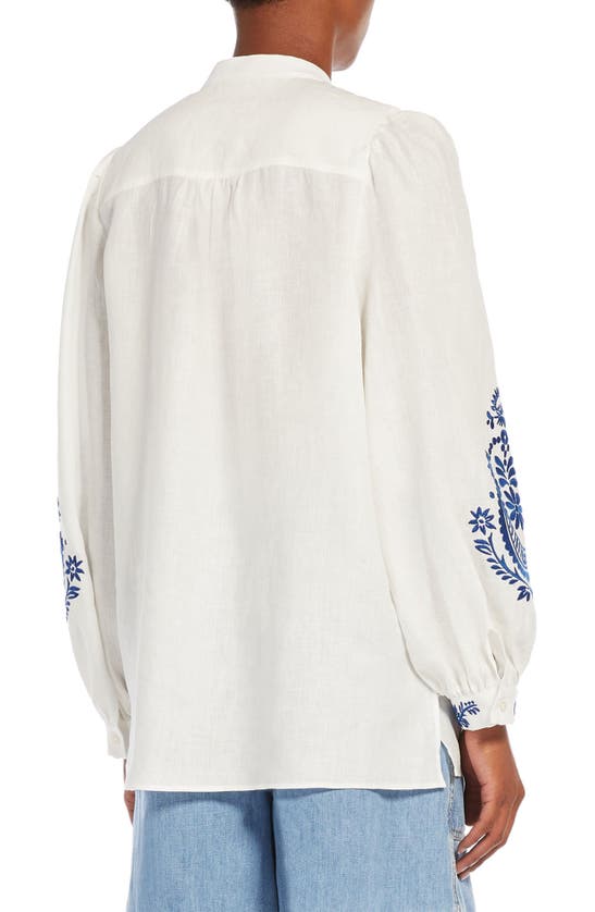 Shop Max Mara Carina Embroidered Tunic Shirt In White