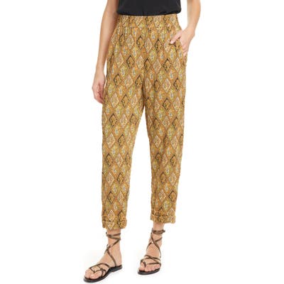 Nanushka Selah Paisley Print Crop Harem Pants, Brown
