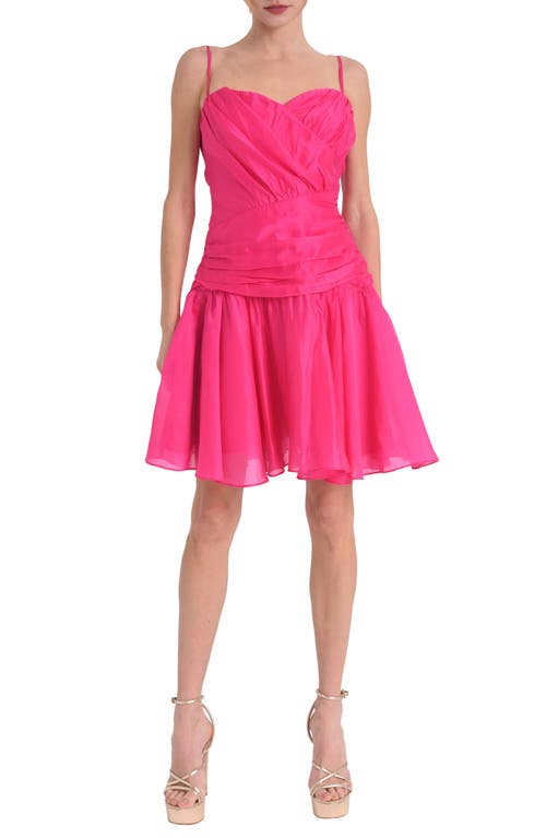 Camhara Ruched Detail Minidress in Hot Pink