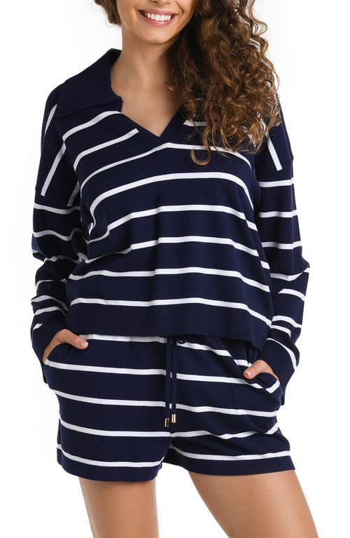 Yacht Stripe Cover-Up Top in Indigo