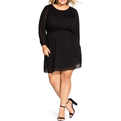 Plus Size City City Dark Side Tie Waist Dress, Black