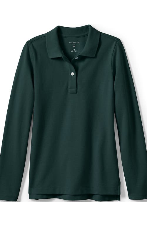 Shop Lands' End School Uniform Girls Long Sleeve Feminine Fit Mesh Polo Shirt In Evergreen