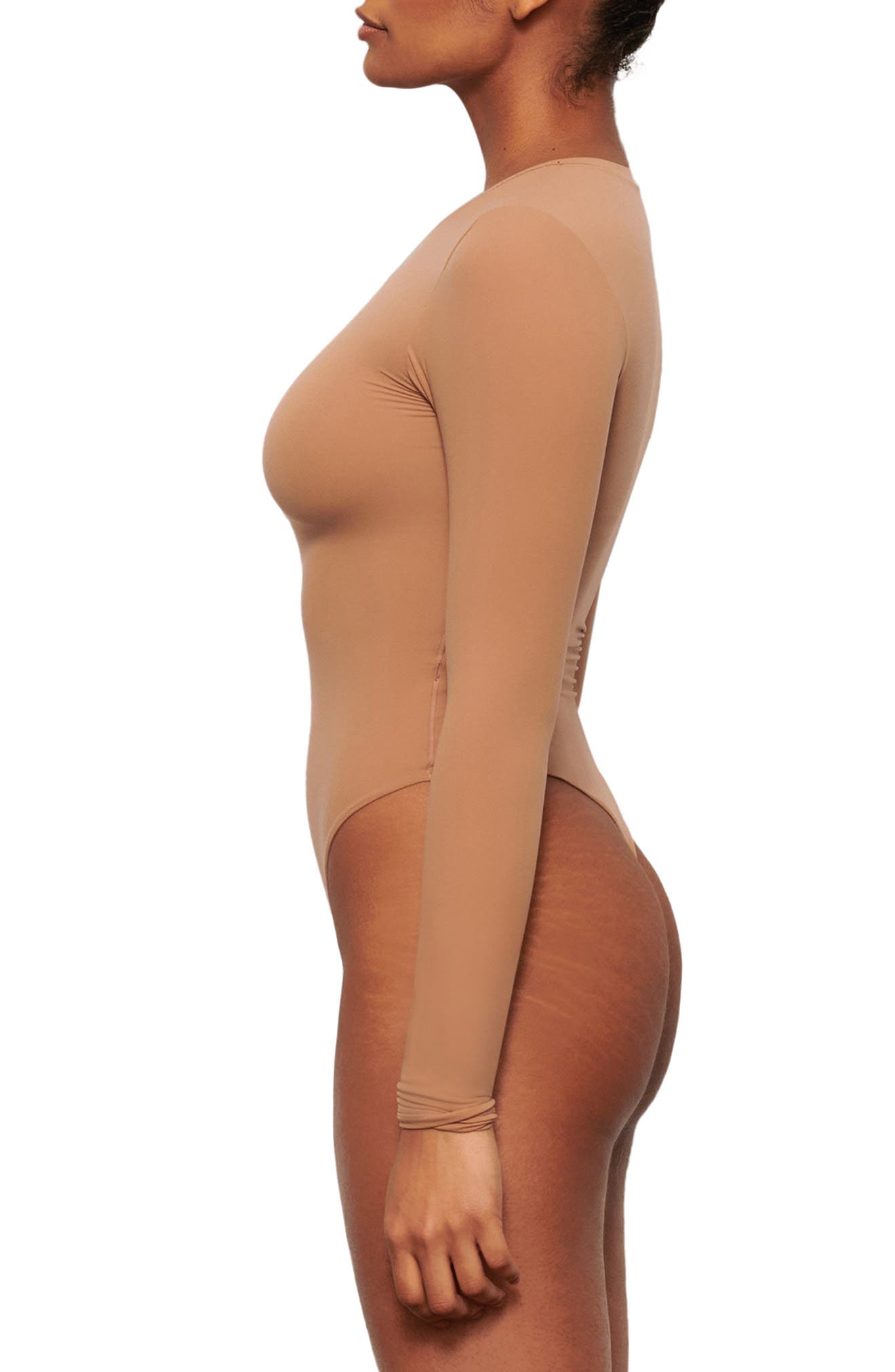 Seamless Sculpt Long Sleeve Thong Bodysuit - Sienna