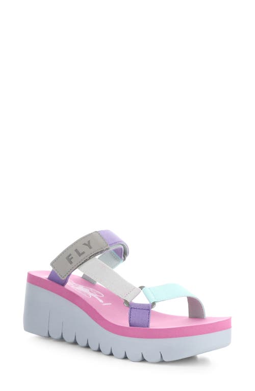 Yaka Platform Wedge Sandal in Grey/Multi/Lilac