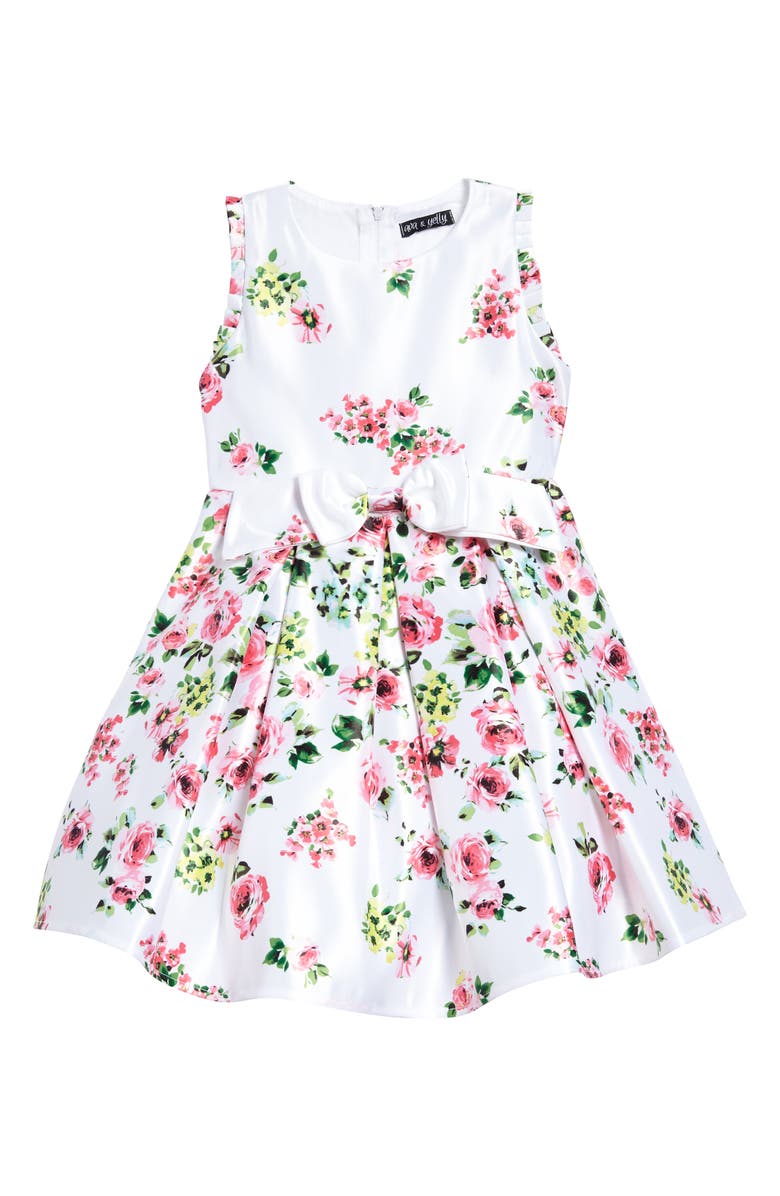Ava & Yelly Floral Bow Front Dress (Toddler Girls & Little Girls ...