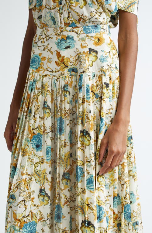 Ulla Johnson Ella Pleated Silk Skirt In Flora Multi