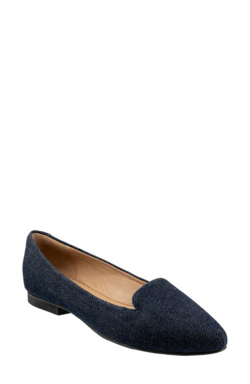 Harlowe Pointed Toe Flat in Blue Jean