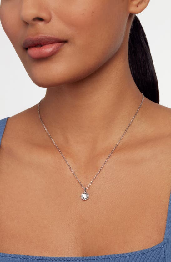 Ted Baker Soltell Solitaire Crystal Halo Pendant Necklace In Silver Tone Clear Crystal
