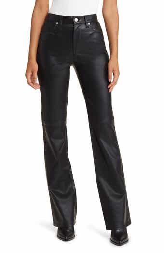 Luna Faux Leather Flare Jeans  Faux leather jeans, Flared pants outfit, Black  leather jeans