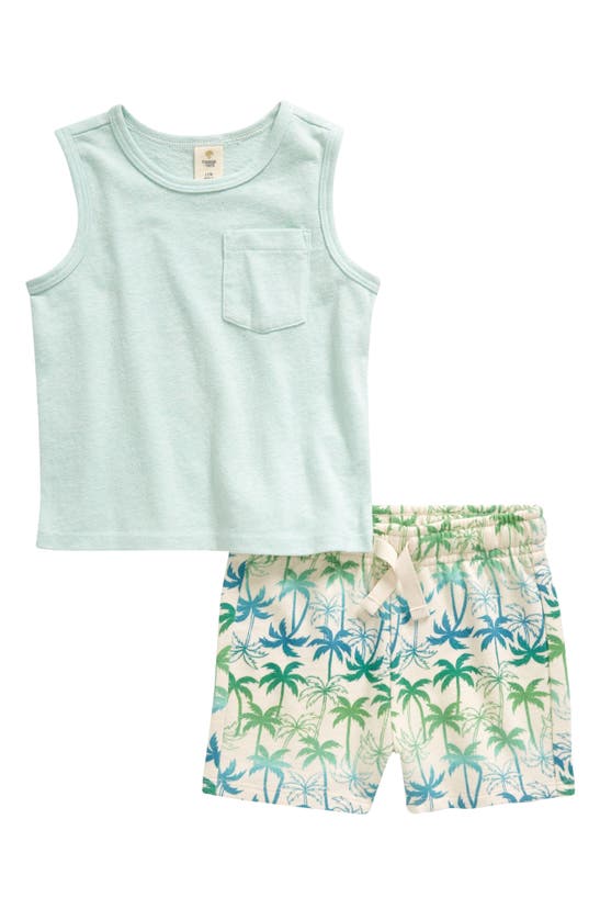 Shop Tucker + Tate Knit Tank & Shorts Set In Teal- Pink Palm Gradient