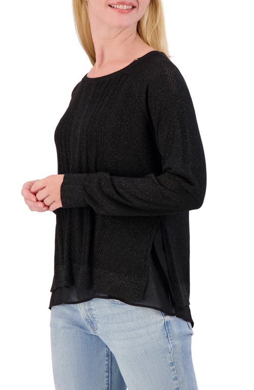 LUCKY BRAND LUCKY BRAND MIXED MEDIA LUREX CREW SWEATER 