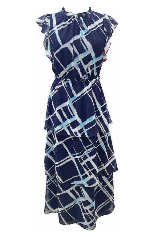 Julia Jordan Print Tiered Ruffle Dress Navy Multi at Nordstrom,