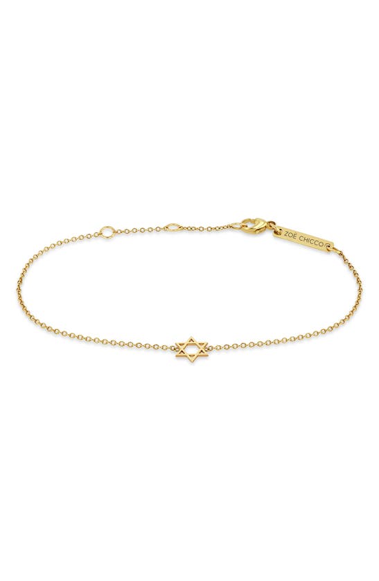 Zoë Chicco Midi Bitty Star Of David Centered Bracelet In Yellow Gold