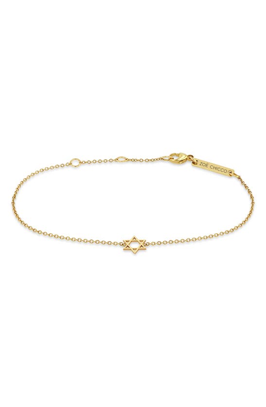 Zoë Chicco Star Of David Pendant Bracelet In Yellow Gold