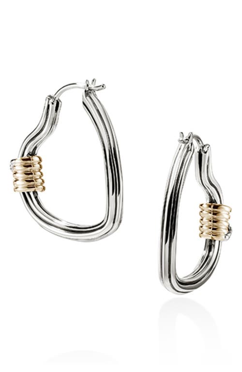 Shop John Hardy Bamboo Collection Heart Hoop Earrings In Silver And Gold