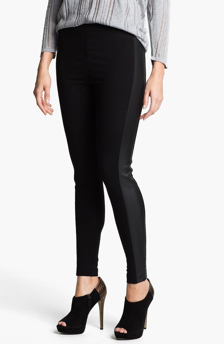 Two by Vince Camuto Faux Leather & Knit Leggings (Petite) | Nordstrom
