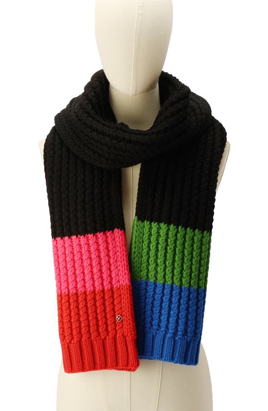 Shop Kate Spade Marble Cable Knit Scarf In Black