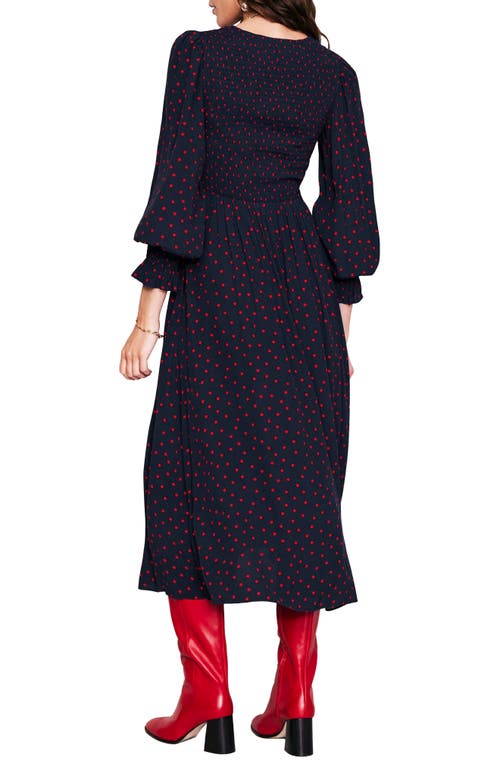 Boden Gemma Dot Long Sleeve Midi Dress In Red Abstract Dot