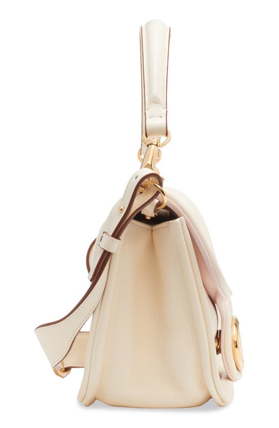 Shop Valentino Garavani Mini Vlogo East/west Leather Shoulder Bag In Ivory