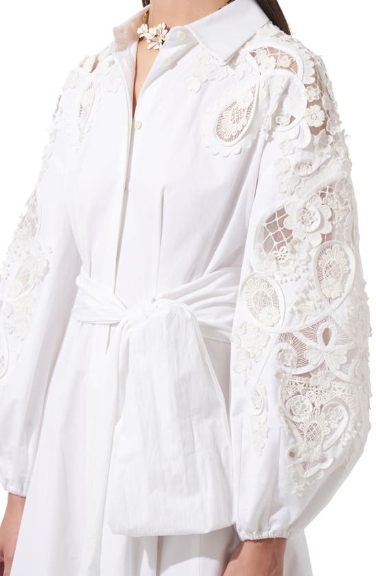 Shop Carolina Herrera Belted Long Sleeve Poplin Midi Shirtdress In White