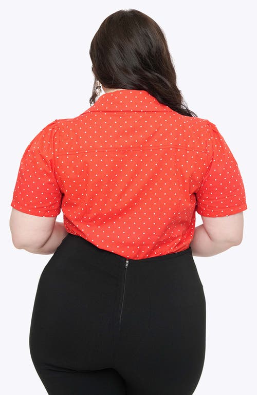UNIQUE VINTAGE UNIQUE VINTAGE PLUS SIZE 1940S SHORT SLEEVE COLLARED BUTTON DOWN WOVEN BLOUSE 