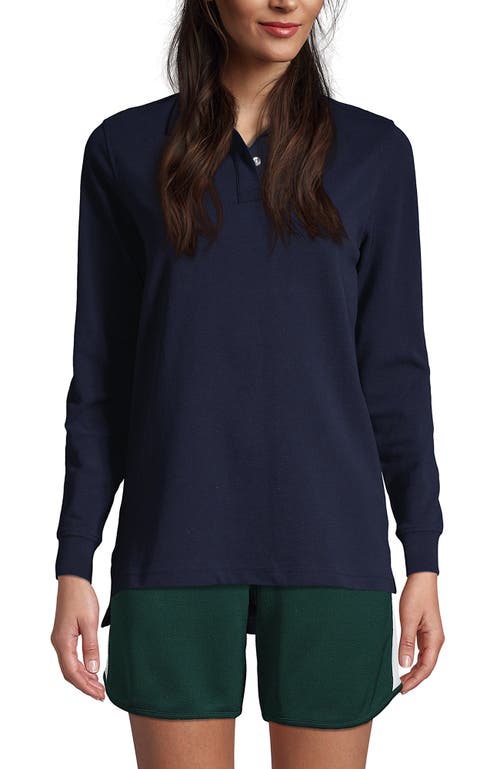 Shop Lands' End School Uniform Young  Long Sleeve Mesh Polo Shirt In Classic Navy