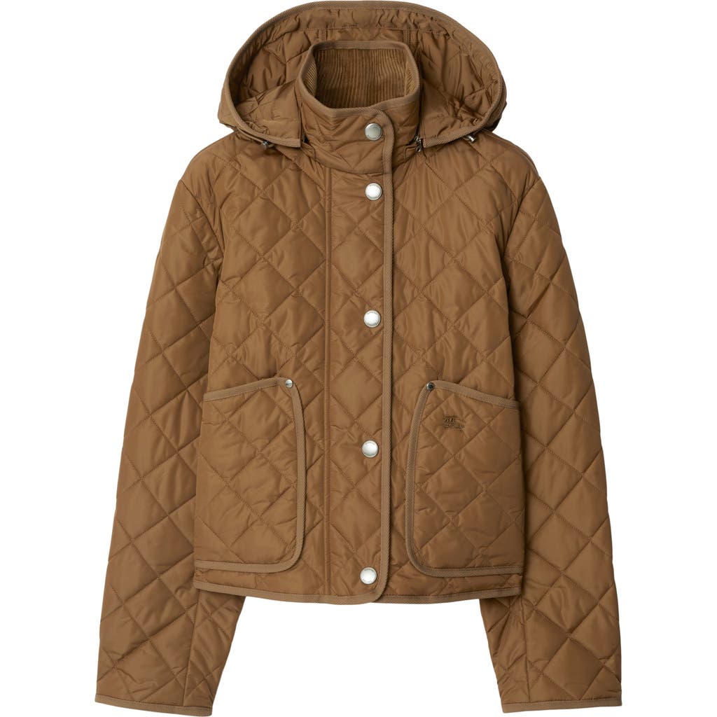 Burberry Quilted Nylon Cropped Jacket In Dusty Caramel