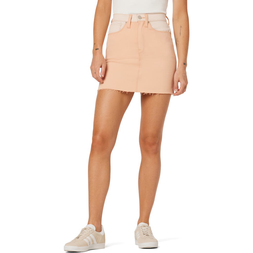 Shop Hudson Jeans The Viper Two-tone Denim Miniskirt In Pink/sand
