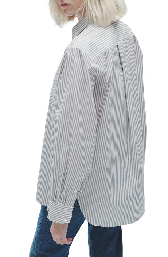 Shop Rag & Bone Maxine Stripe Cotton Button-up Shirt In Silver Stripe