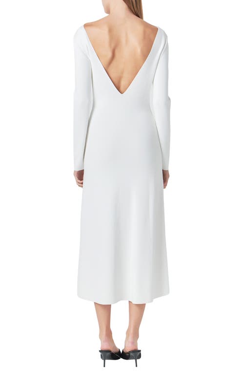 Endless Rose Open Back Long Sleeve Midi Sweater Dress In Cream