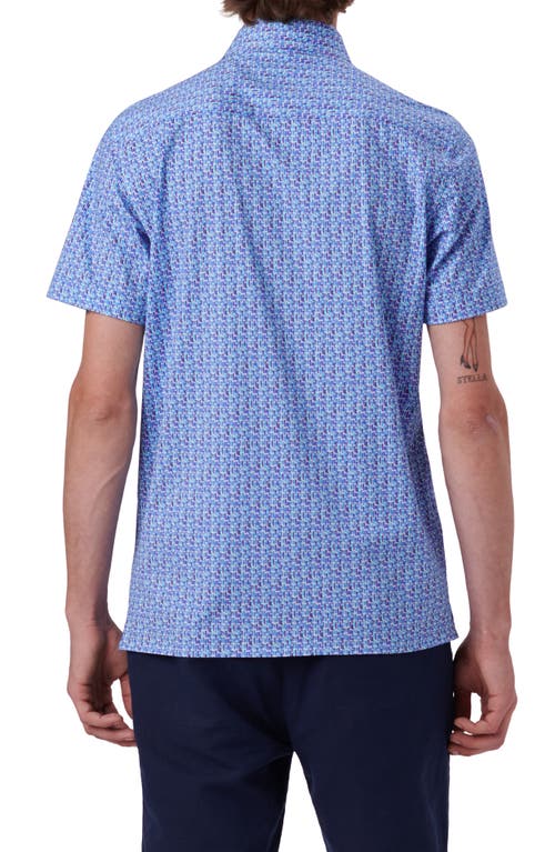 Shop Bugatchi Milo Ooohcotton® Abstract Print Short Sleeve Button-up Shirt In Ocean