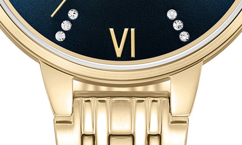 Shop Bcbg Max Azria Crystal Embellished 3-hand Quartz Bracelet Watch, 32mm In Gold