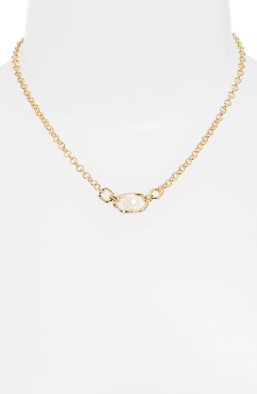 Shop Kendra Scott Alanna Cultured Pearl Pendant Necklace In Gold White Pearl