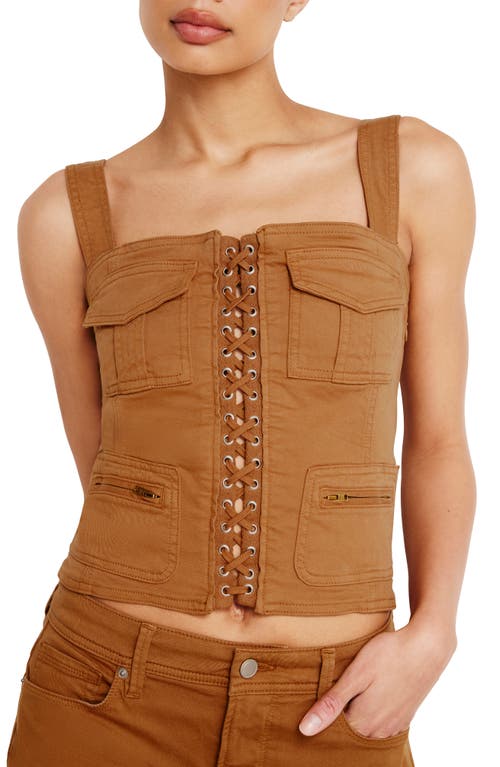 Shop Good American Sleeveless Twill Corset Tank In Canyon003